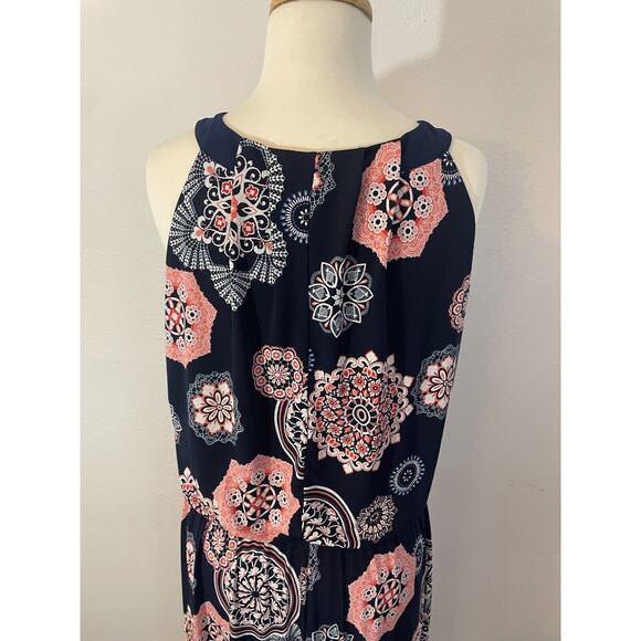 Robbie Bee Women's Printed Halter Maxi Dress Sz L ,Floral Navy Summer Boho Chic - Picture 8 of 11